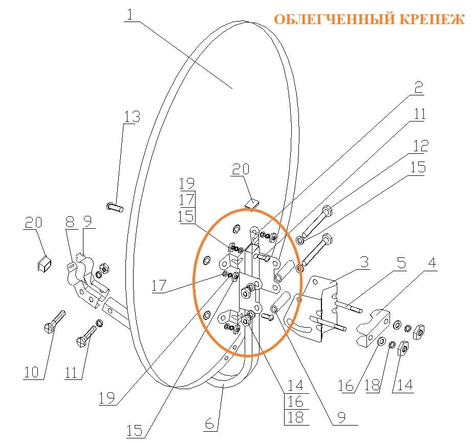Офсетная спутниковая антенна SUPRAL СТВ-0.6-1.2 St АУМ Д/Ф (длиннофокусная)